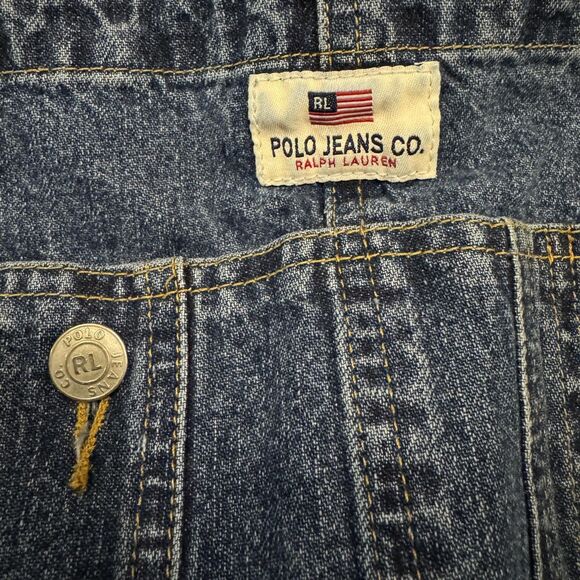 Vintage Polo Jeans Co Bib Overalls Ralph Lauren Mens XL Denim Carpenter 90s Y2K - Picture 3 of 11
